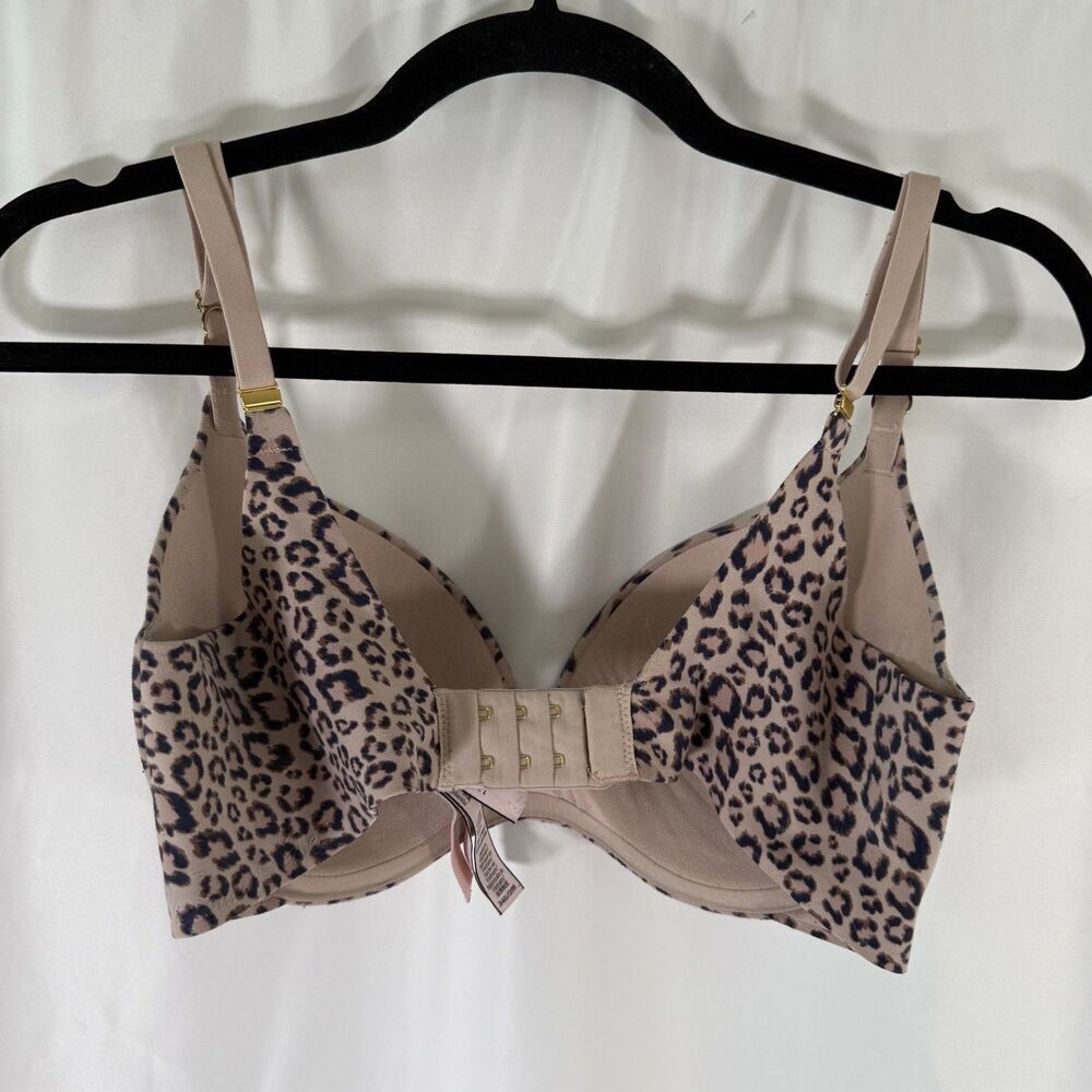Victoria's Secret Bra Women's 34D Beige Leopord Print Underwired Padded Hook Eye - Picture 8 of 10